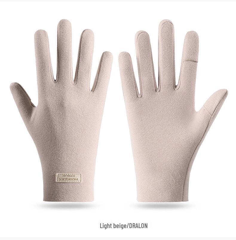 Damen Herbst/Winter Warme Samthandschuhe: Voll- und Halbfinger, Touchscreen-kompatibel für Outdoor und Autofahren.