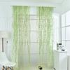 Wicker Style Purple Green Transparent Curtains Leaves Curtains Pastoral Style Floral Window Decorative for Bedroom Living Room