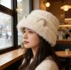 Autumn and Winter Windproof Thick Warm Imitation Mink Temperament Ear Basin Hat Sweet Cold Simple Bucket Hat