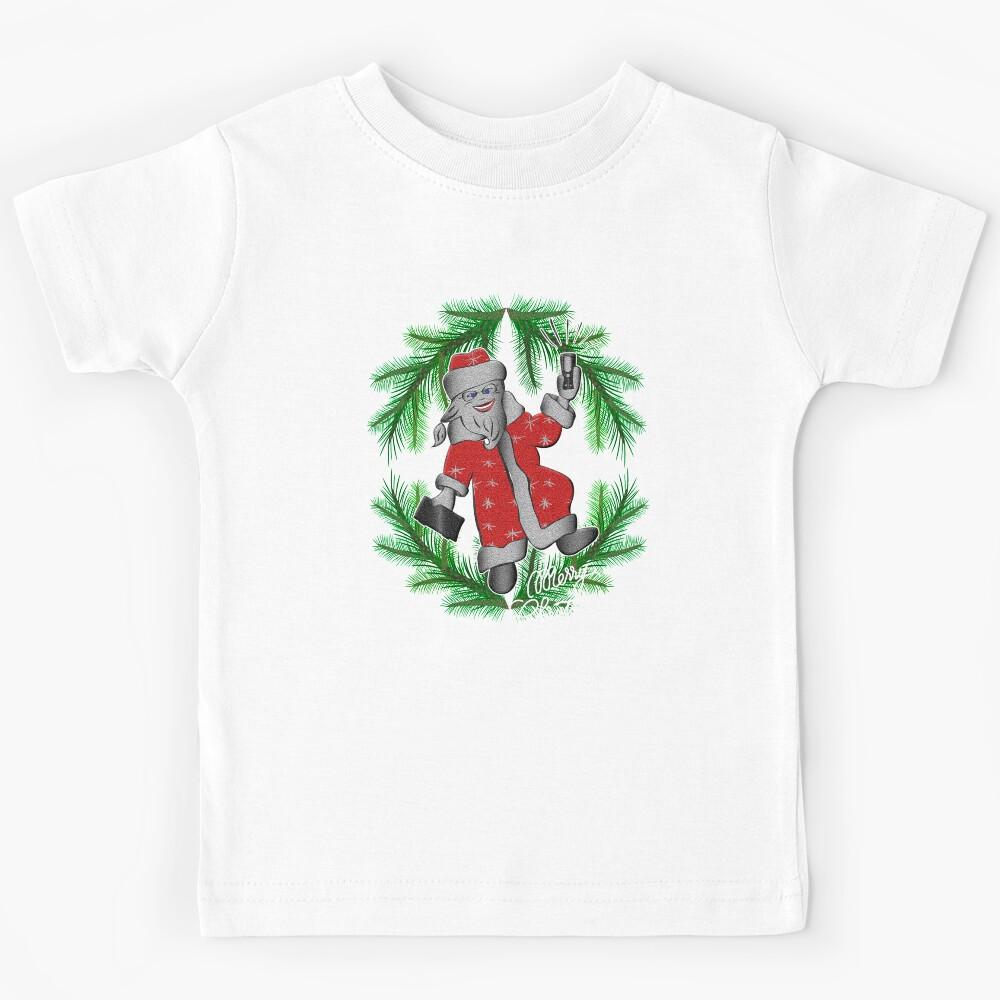 Cheerful Santa Claus with a mobile phone  Kids T-Shirt 150