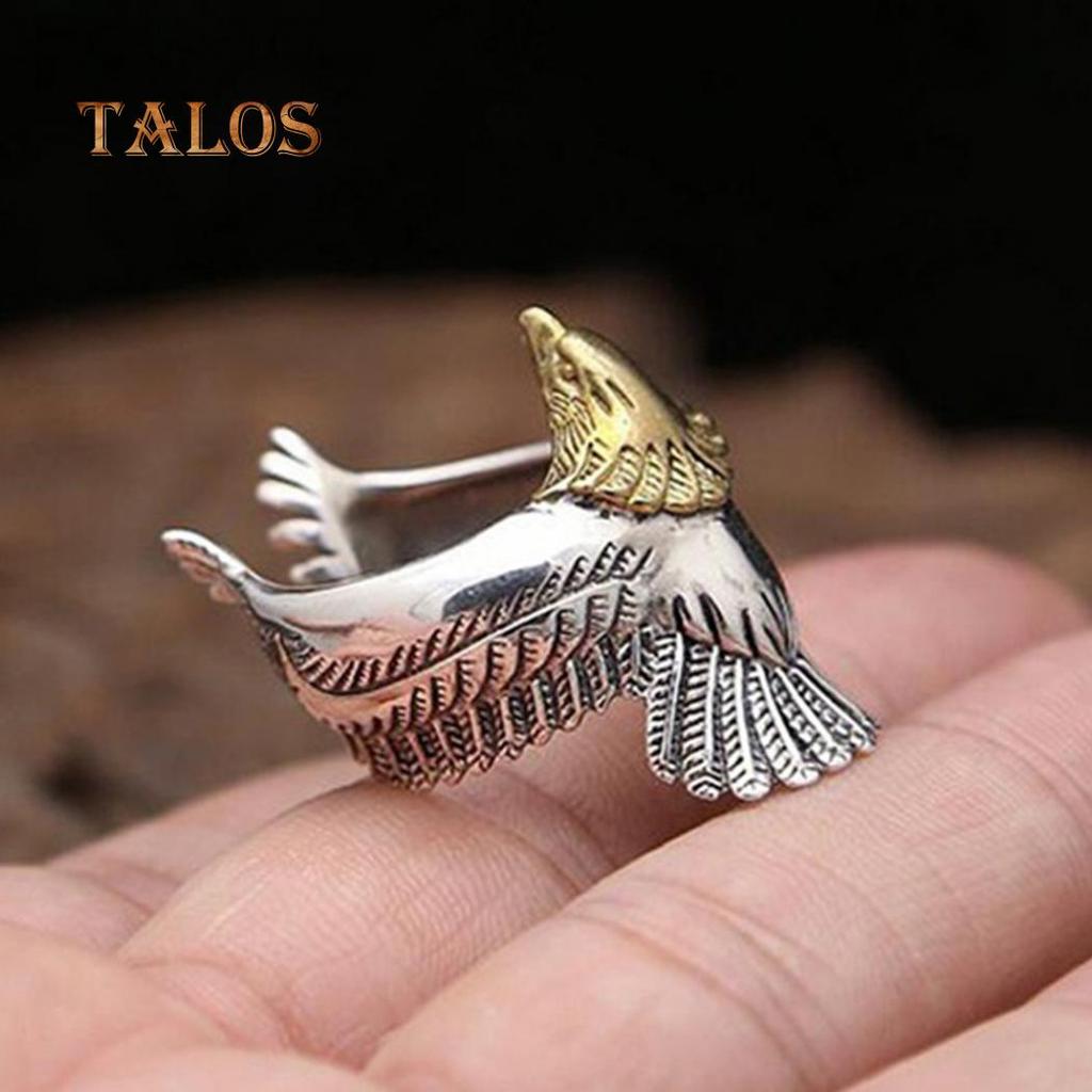Buy Unique Flying Eagle Biker Ring Cool Punk Men's Animal Vintage Open ...