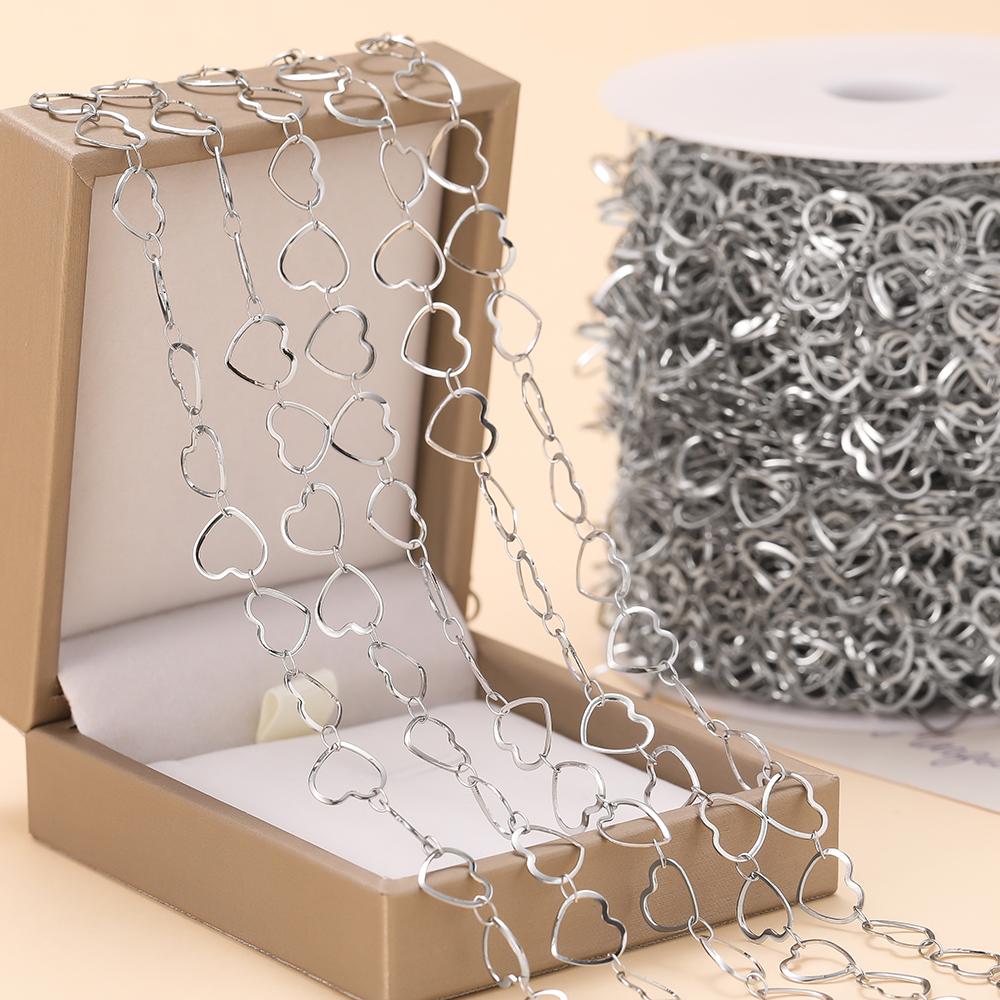 1Meter Stainless Steel Never Fade Hollow Heart Chains Link Handmade DIY Necklace Bracelet Anklets Jewelry Making Supplies