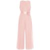 Girls Party Wear Solid Color Sleeveless High Waist Ruffled Chiffon Detachable Flower Wedding Jumpsuit