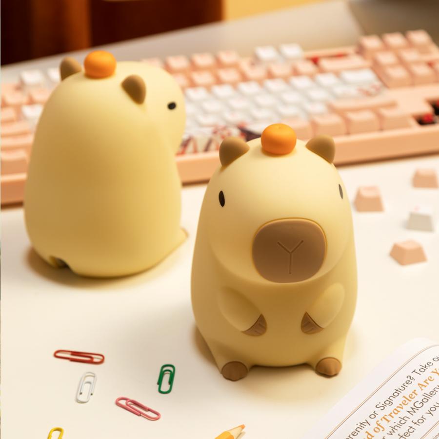 Cute Cartoon Capybara Silicone Night Light Timing Dimming Sleep Night Lamp USB Rechargeable for Children Bedside Birthday Gift
