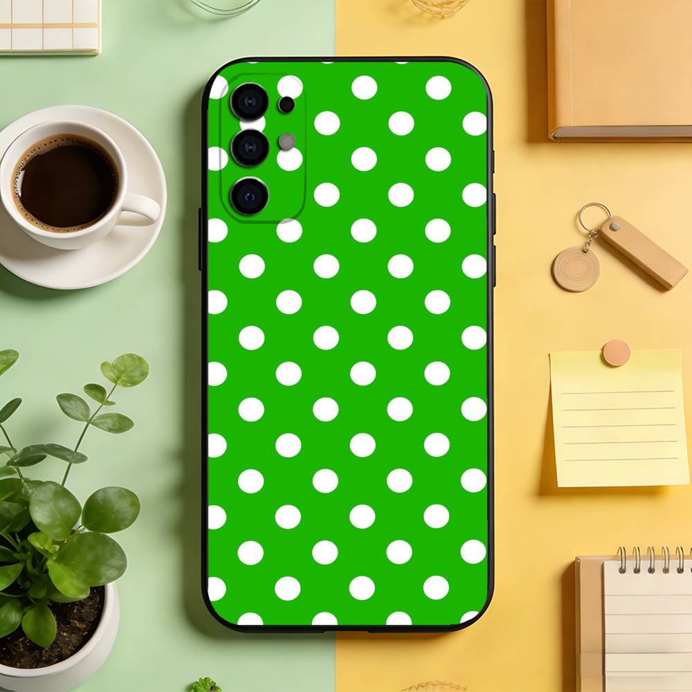 Classic Polka Dot Pattern Phone Case Black Silicone Soft For Samsung S25,S24,S21,S22,S23,S30,Ultra,S20,Plus,Fe,Lite