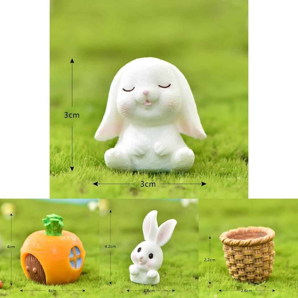 Adorable Rabbit Eat Carrot Diy Resin Figurine Perfect For Lifelike Micro Craft Decor