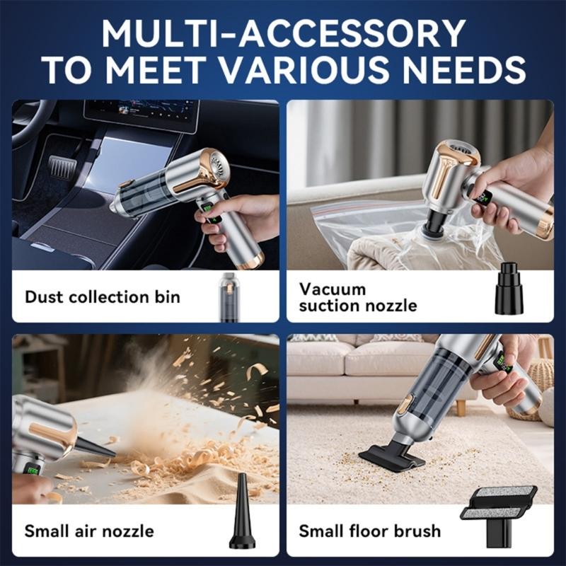 Portable Car Vacuum Cleaner Featuring Smarts Digital Display LED Light and 3 Speed Suction for Enhanced Vehicle Interior Cleaning