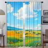 Healing Is a Pastoral Illustration Kitchen Curtains 2 Pieces Home Interior Curtains for Camera Window Curtain Shades Partition