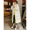 Winter Warm Thick Long Hooded Puffer Jacket Waterproof Shiny Loose Fit Color Block Coat