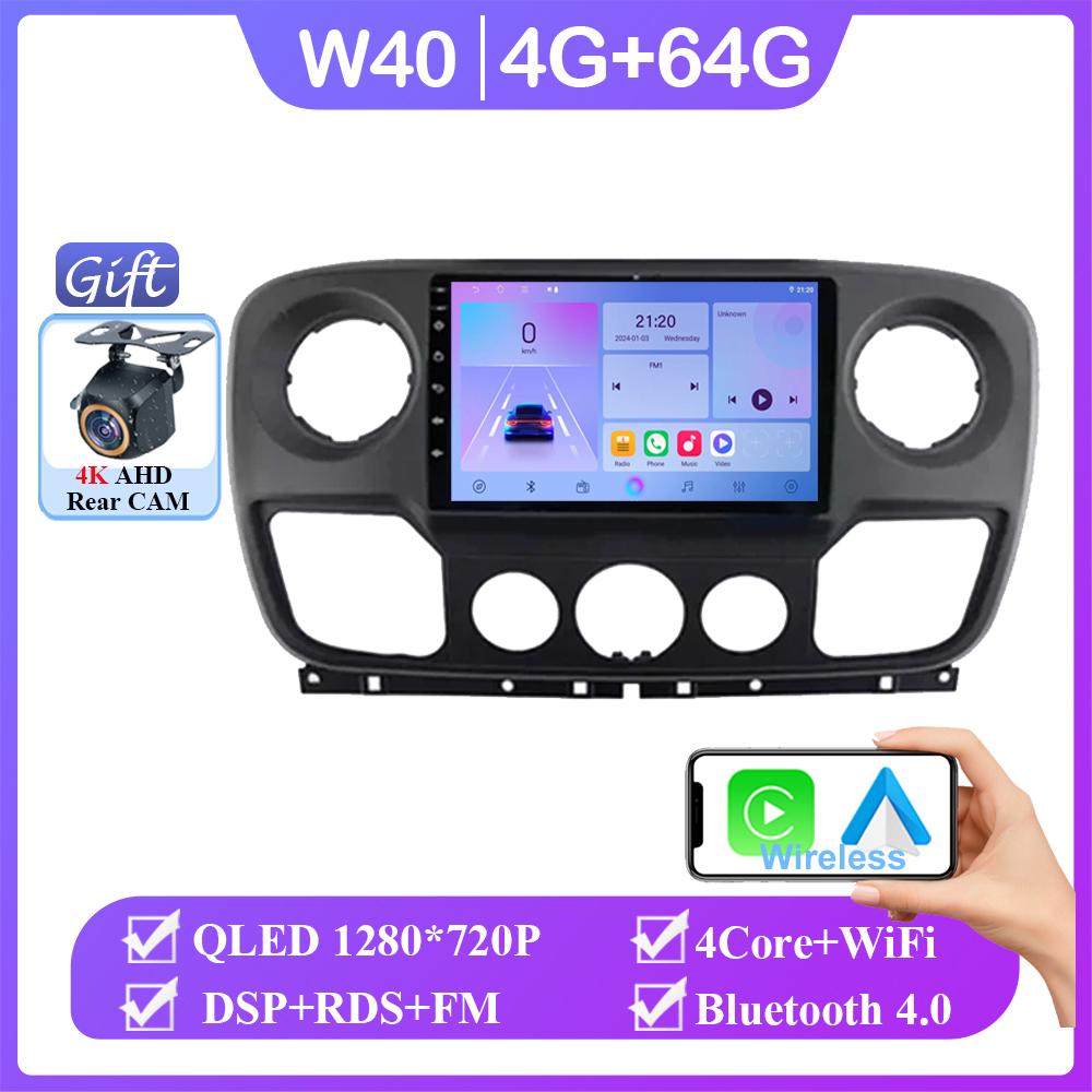 Android 14 For Renault Master Nissan NV400 Opel Movano 2010 - 2021 Wireless Auto Multimedia Player No 2din GPS Navigation Mirror