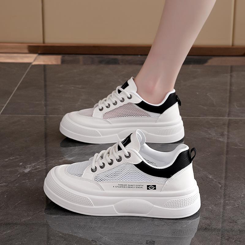 Fashion Fashion Platform Casual Sport Shoes for Woman 2025 Summer New Simple Breathable White Sneakers Vulcanized Shoes Zapatos De Mujer