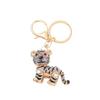 Colorful Rhinestone 3D Tiger Keychain and Metal Backpack Accessory