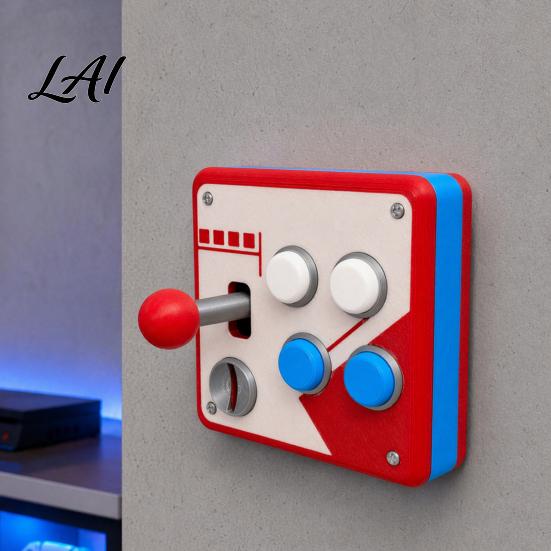 Game Controller Wall Decor Retro Arcade Light Switch Cover 1-Gang/2-Gang Plate with Joystick XYAB Mounted Display Buttons Gaming for Room
