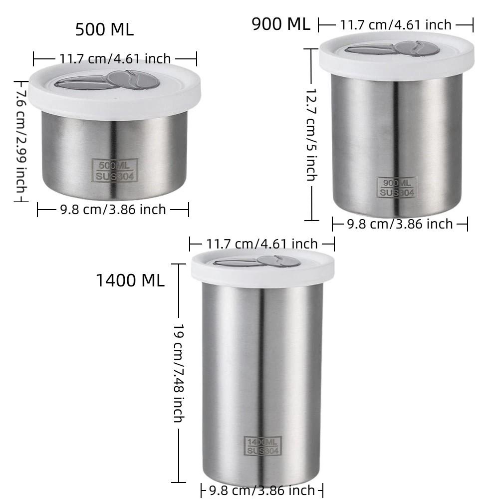 Moisture-proof Coffee Bean Storage Jars Stainless Steel Food Storage Container Tea Tin  Home Use