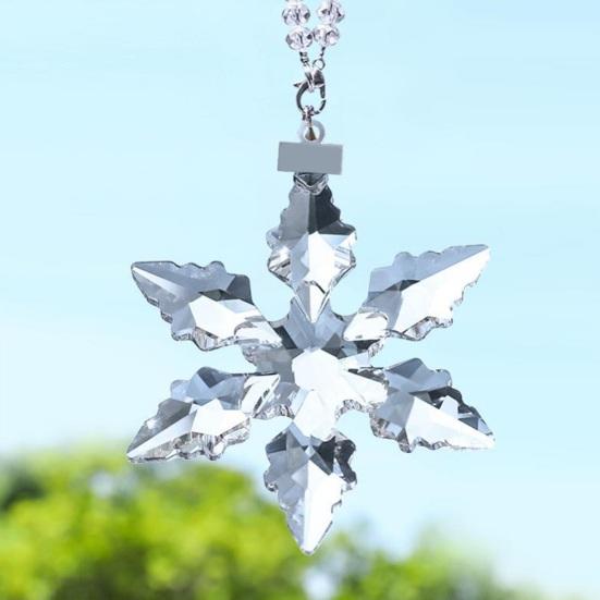 Faux Crystal Snowflake Ornament Sparkly Clear Faceted Snowflake Christmas Tree Ornament for Winter Wonderland Decoration Holiday Party Favors