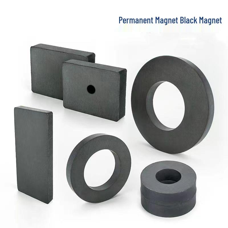 Various Shapes Permanent and Ferrite Magnet Samples: Rectangular, Round, Black