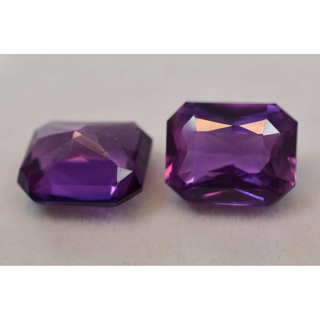 Natural TANZANITE Purple Pink EMERALD Cut CERTIFIED 16.13 Ct Loose Gemstone Pair Z-12098