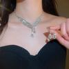 Exquisite Rhinestone Water Drop Tassel Necklace & Earring Set - Luxurious European & American Style
