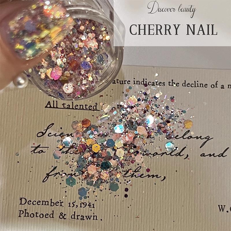 Nail Glitter Sequins 3D Laser Nail Art Flakes Colorful Confetti Sticker Manicure Supplies Diy Decals Decoration