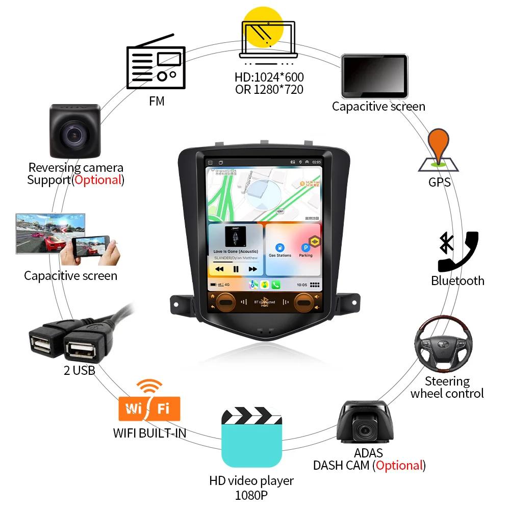 JIUYIN 9.7" Android 13 Car Radio for Chevrolet Cruze J300 2008-2012 Multimedia Player GPS 2din Carplay Auto Stereo DVD Head Unit