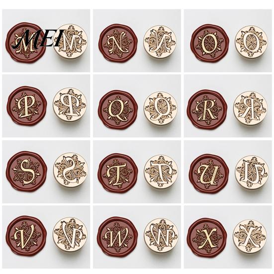 Decorative Wax Seal Stamp Iris A-Z Initial Alphabet Head, Brass Engraved Vintage Sealing Head for Wedding Invitations Envelopes Journal Gift Packaging