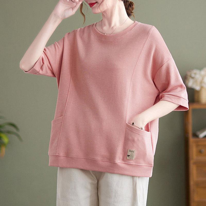T-Shirt für Damen Sommer Große Größe Baumwoll-T-Shirt Weich Locker Lässig Bequem Pullover T-Shirt Top