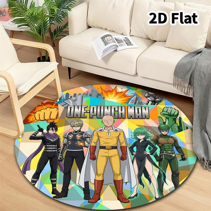 Onepunch Man Runder Teppich Teppich für Wohnzimmer Schlafzimmer Sofa Spielzimmer Dekor Rutschfeste Bodenmatte