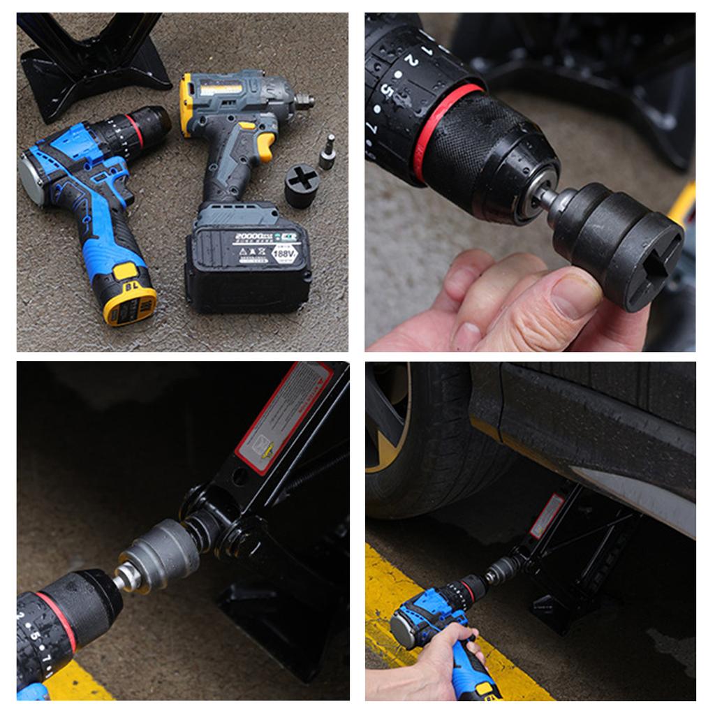 Elektrischer Schlagschrauber-Adapter für Wagenheber Schneller Reifenwechsel Mühelose Anwendung mit Bohrmaschine und Ratschenwerkzeug