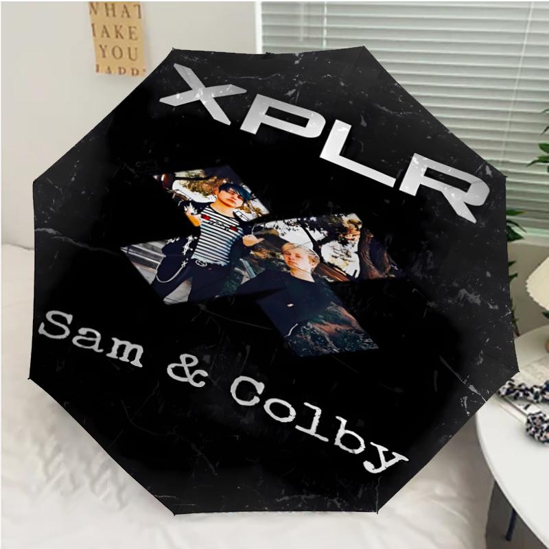 Sam and Colby Print Automatic Umbrella, 8 Rib Iron Frame, Plastic Handle, Suitable for Outdoor Travel &Daily , Ideal Gift