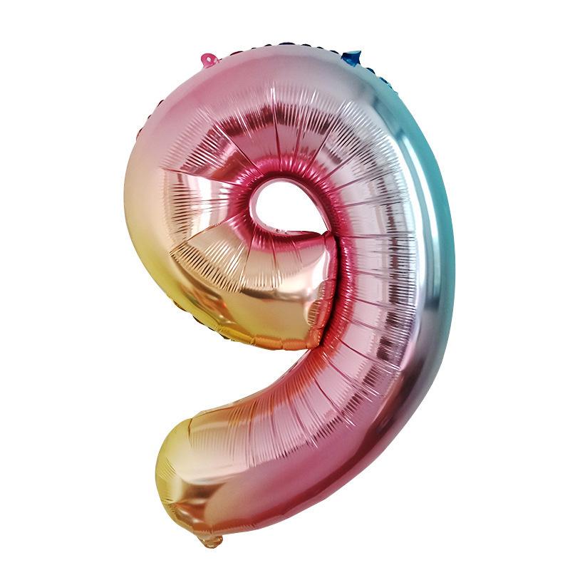 32-Inch Gradient Color Aluminum Foil Number Balloons - US Version