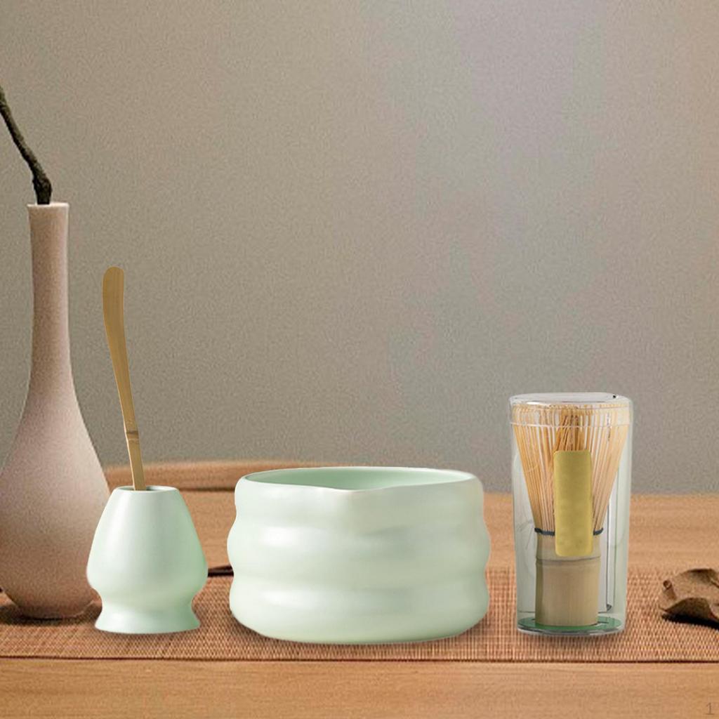 4 Piece Matcha Kit for Tea Preparation, Includes Bowl And Whisk Holder