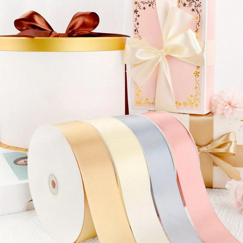 Solid Color Ribbon 1 Roll for Bouquet Bow Gift Wrapping DIY Decorative Cake Tying Christmas Wedding Birthday Party Decorations
