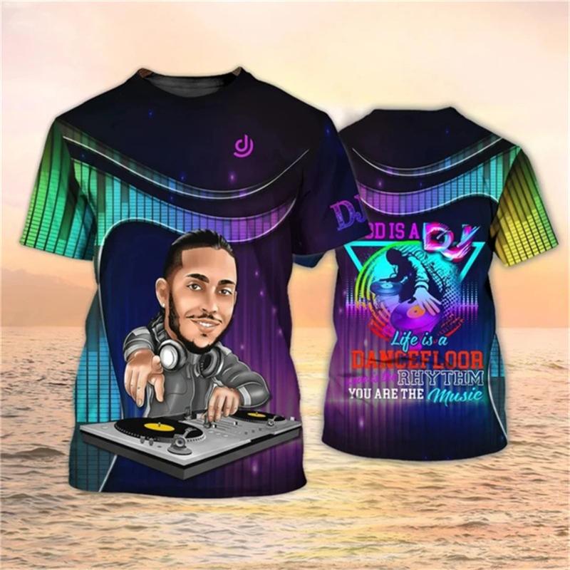 

Trend DJ Graphic T Shirts for Men Fashion Summer Short Sleeve Rock Music 3D Printed T-shirts Loose Streetwear Hip Hop Tees Tops XXS