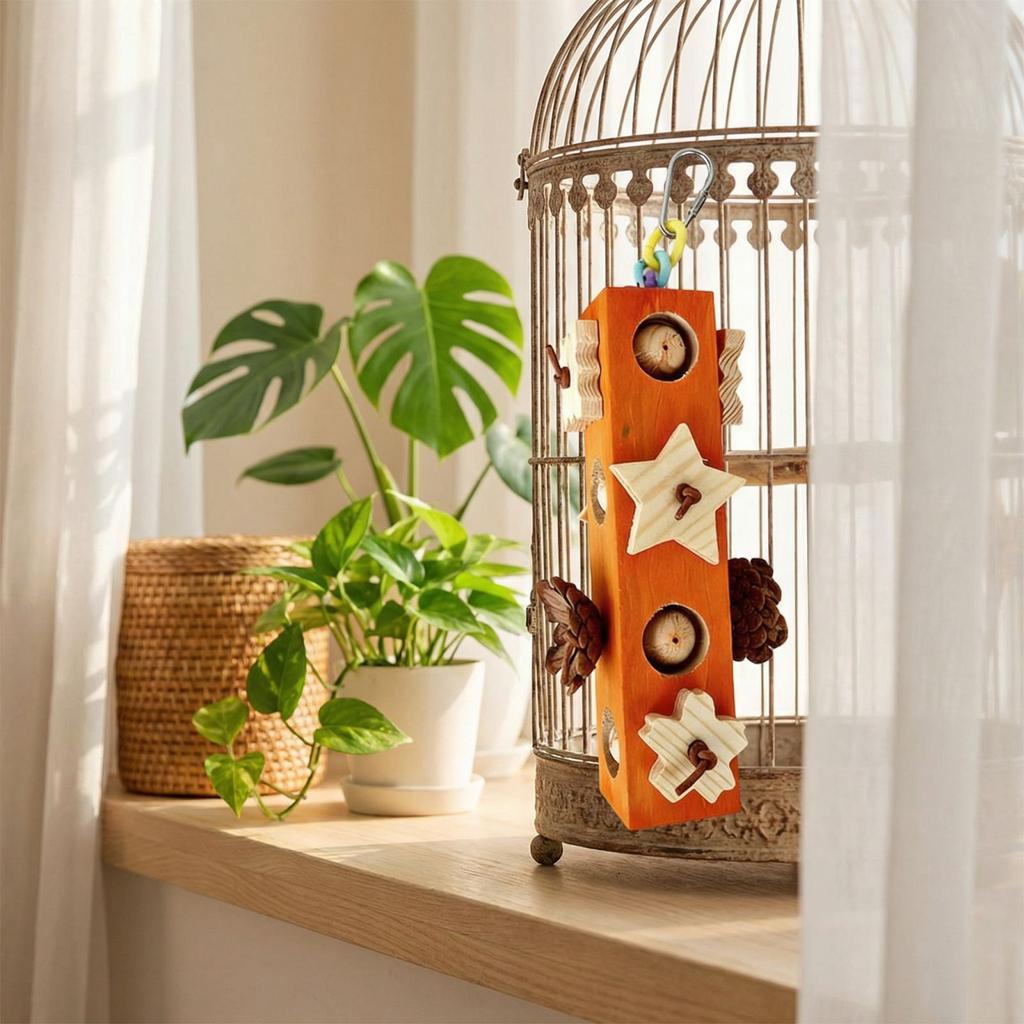 Parrot Grinding Teeth Relieving Boredom Wooden Pinecone Building Chewing Stick