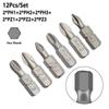 12 PCS/Lot 25mm Cross Bits Set Hex Shanked Anti Slip Screwdriver Bits Magnetic Non-Slip Drill Batch Head PH1/PH2/PH3/PZ1/PZ2/PZ3
