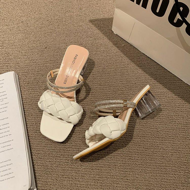 Fashion Low Shoes Slippers Heels Slipers Women Slides Jelly Flip Flops Fashion High 2025 Glitter Luxury PU Scandals Rome Rubber Crystal