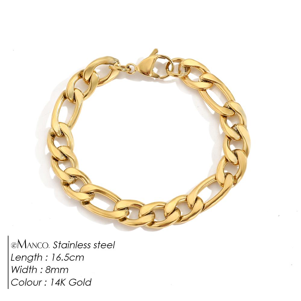 EManco Female Figaro Link Chain Stainless Steel Bracelet Gold Charm Bracelets Chain Bracelets for Women Man Gifts