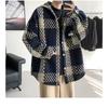 Men's Plaid Tweed Jacket Casual Button Down Shacket Coat Long Sleeve Loose Fit Streetwear Autumn Winter Fashion Outerwear