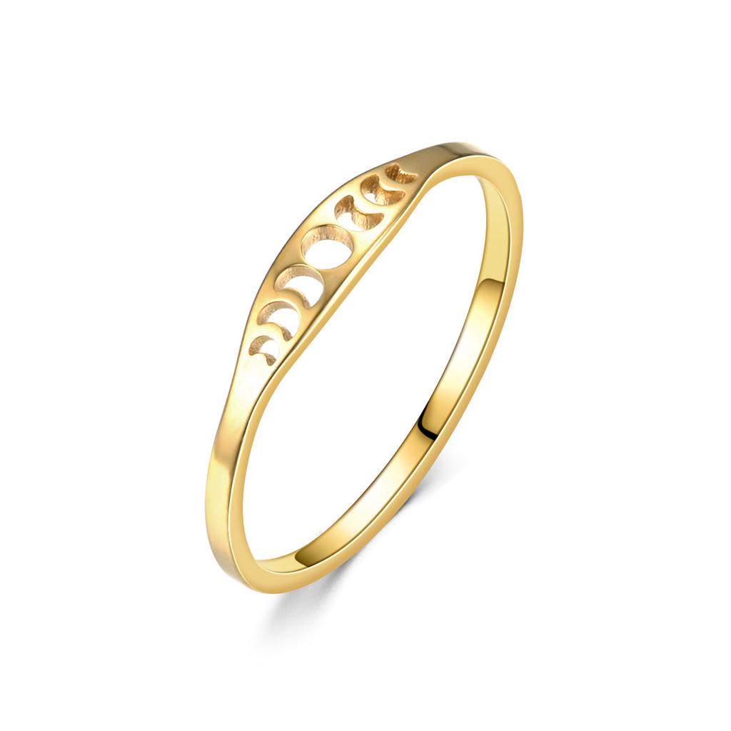 Minimalist Crescent Moon Phase Rings for Women Jewelry Stainless Steel Rings Aesthetic Mother Gift Anniversary Wedding