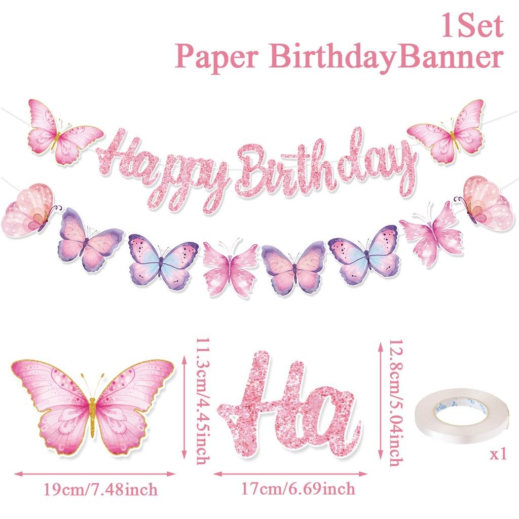 Butterfly Spiral Pendant  Hanging Banner Pink Butterfly Theme Birthday Party Decoration Kids Baby Shower Wedding Party Supplies