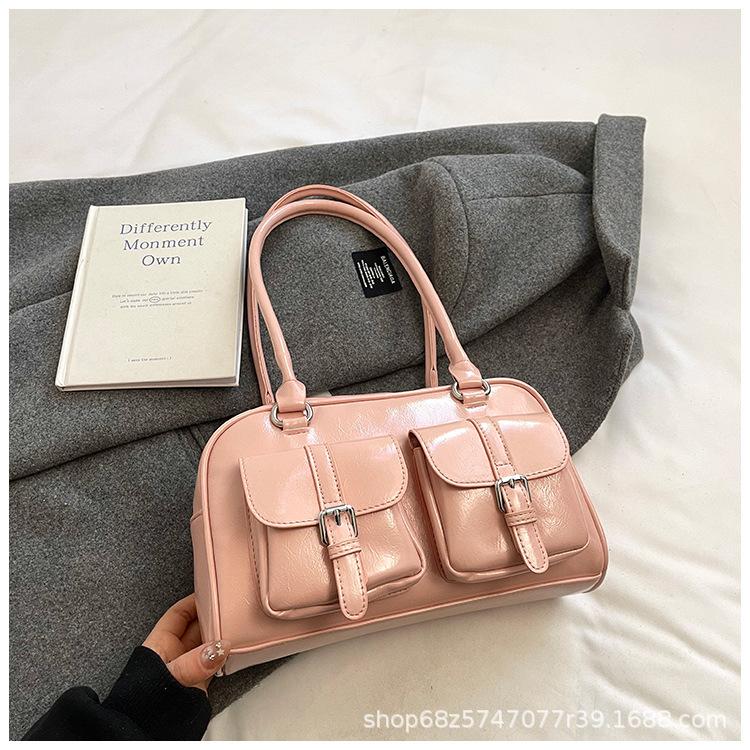 Niche Design Simple Retro Shoulder Portable Commuter Bag Women 2025 Fashion New High-end Bowling Bag