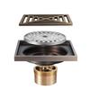 Modern Rectangle Bathroom Accessories 4 Inch Anti-odor Antique BrassShower Floor Drain 100x100mm