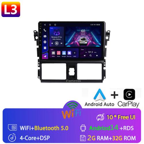 For TOYOTA VIOS GEN 3 Yaris 2013 - 2016 Car Radio Android Automotive Multimedia Player Navigation GPS Carplay Screen Auto Stereo