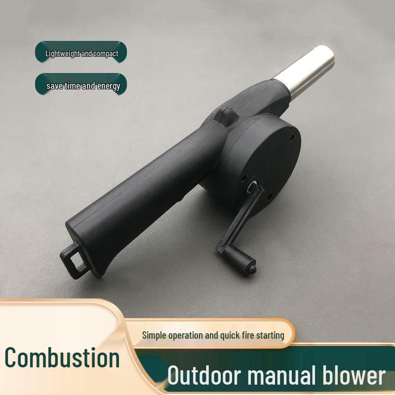 Portable Hand-Crank Charcoal Fire Starter and Blower for Camping and Barbecues