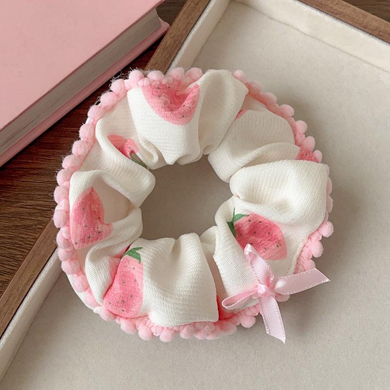 Elegant Print Lace Edge Wide Scrunches For Women Girls Sweet Hair Tie Cute Exquisite Hair Band  Hair Accessories Gifts