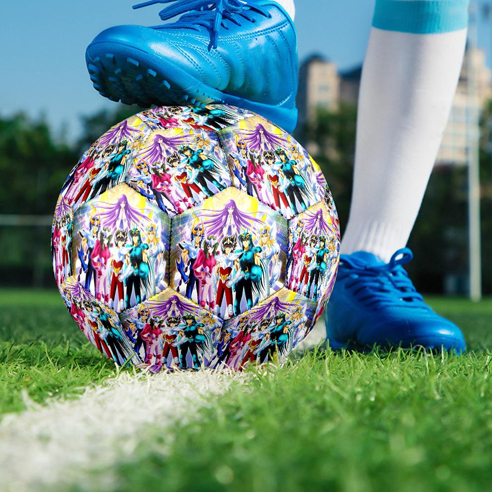 Saint Seiya Indoor Soccer Ball Size 5 Colorful All Ages Machine Stitched PVC Competition Ready Durable High-Bounce