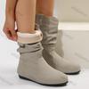 Women Flat Mid-calf Suede Ankle Boots Platform West Cowboy Shoes Round Toe Boot 2025 Autumn Designer Ladies Suede Botas De Mujer