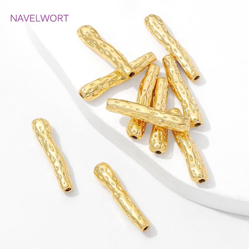 18K Gold Plated Irregular Long Strips Beads Separators,Brass Spacers Bead For Jewlery Making DIY Bracelet Making Accessories