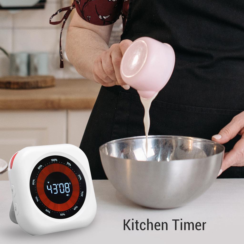 Digitaler visueller Timer Stiller wiederaufladbarer Schreibtisch-Timer mit VA-Anzeige Klare Ziffern Einstellbare Lautstärke Helligkeit Magnetische Rückseite