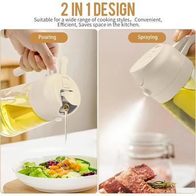 Oil Sprayer Bottle 2in1 Plastic 500ml Oil Mister Dispenser for Cooking Baking BBQ Air Fryer Kitchen Tools Food Safe Container